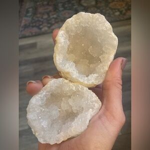 Amazing pure sparkly geode pair